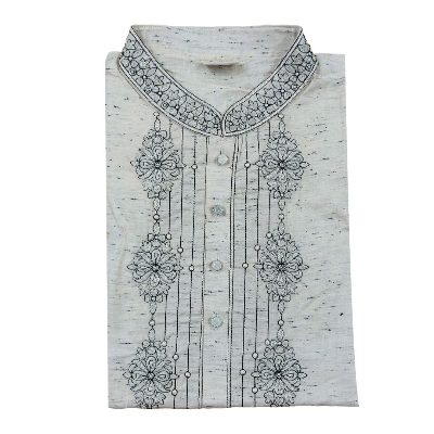 Picture of Off white panjabi for men cotton | Premium panjabi for men new collection 2024 | Indian panjabi for men new collection 2024 stylist brand | Printed panjabi for eid collection at low price
