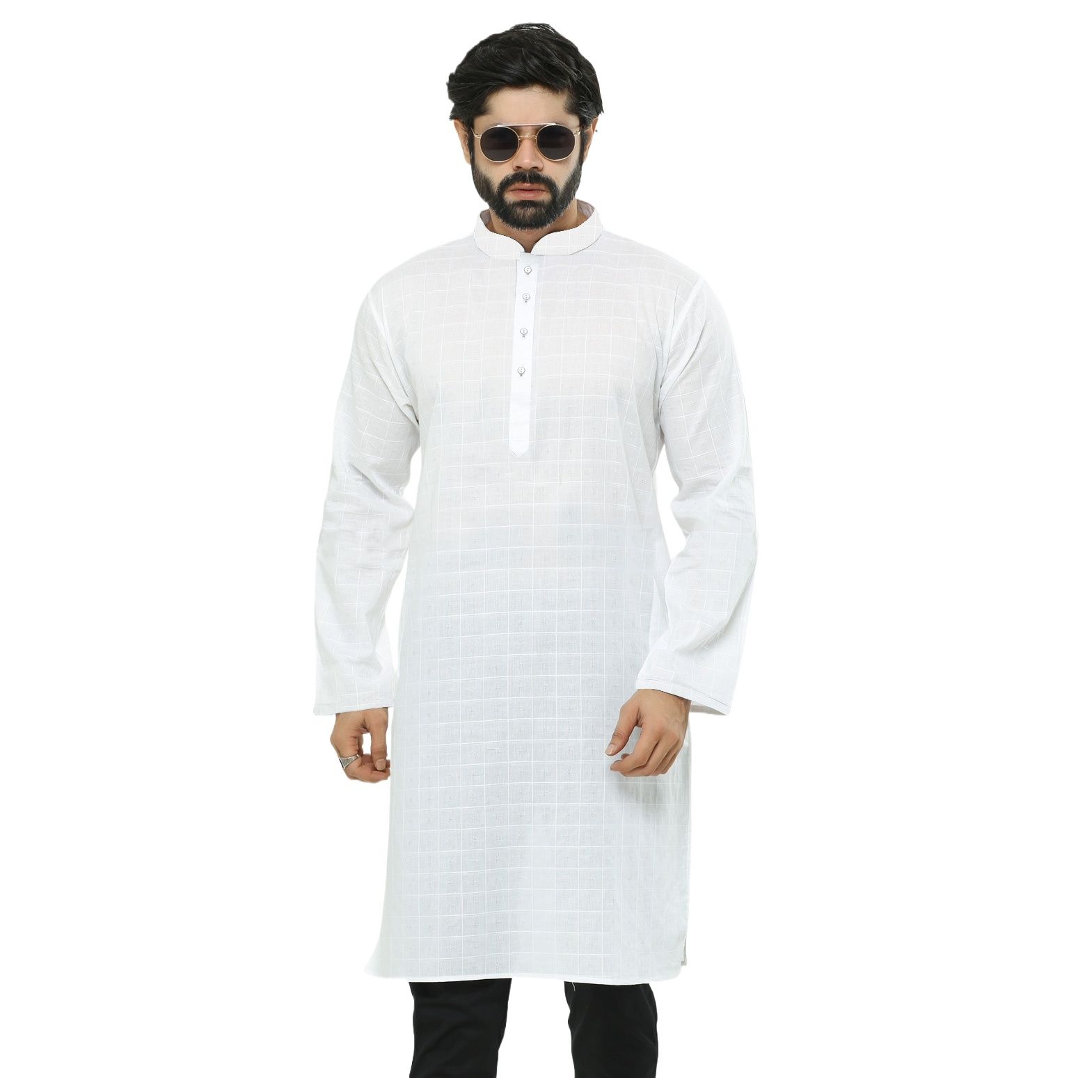 Picture of White panjabi for men cotton | Premium panjabi for men new collection 2024 | Indian panjabi for men new collection 2024 stylist brand | Printed Panjabi for eid collection at low price