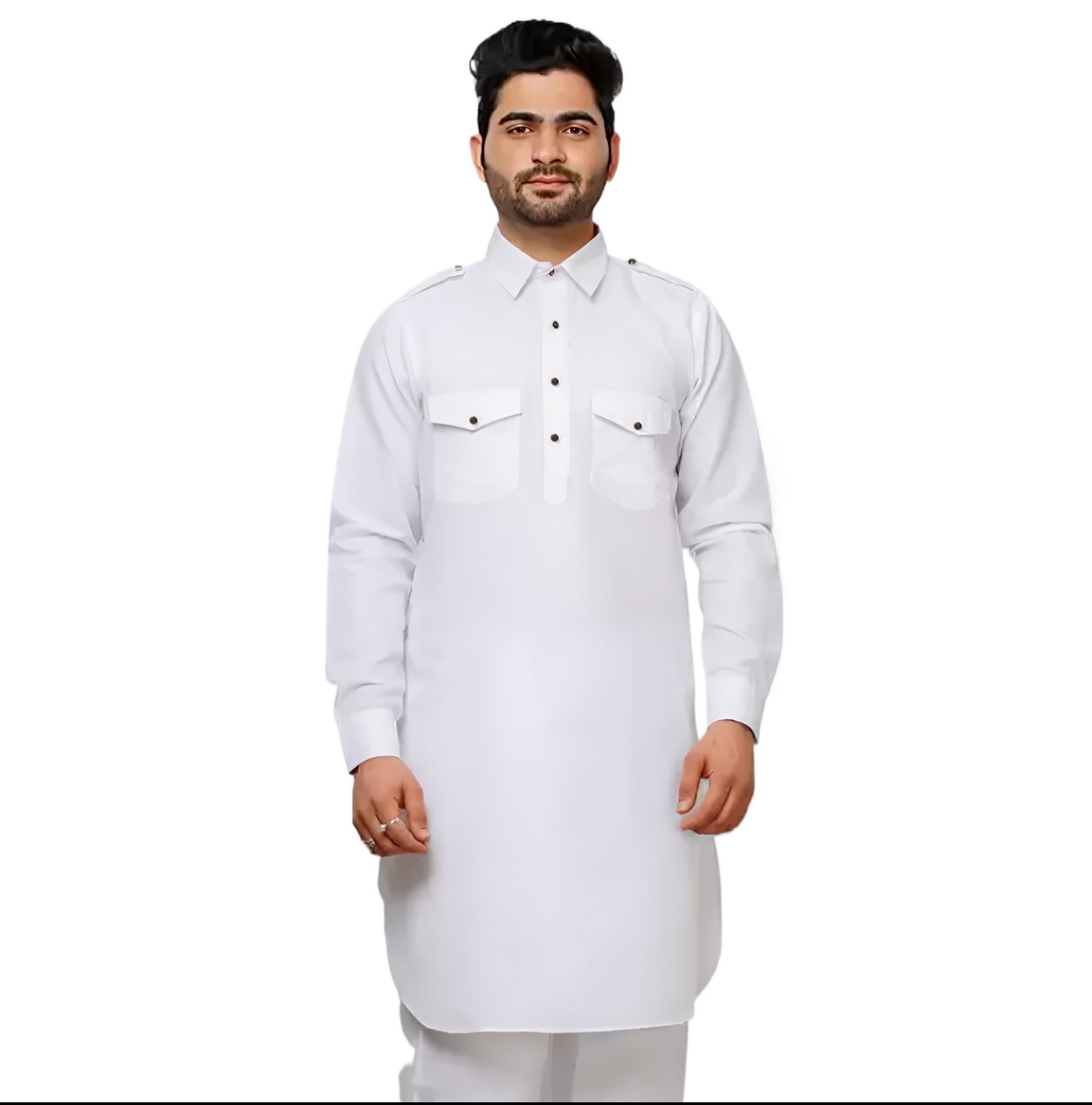 Picture of Premium white kabli panjabi men | Kabli Panjabi for men white | High quality panjabi for men new collection 2024 stylist | kabli panjabi white - Pakistani pathan panjabi
