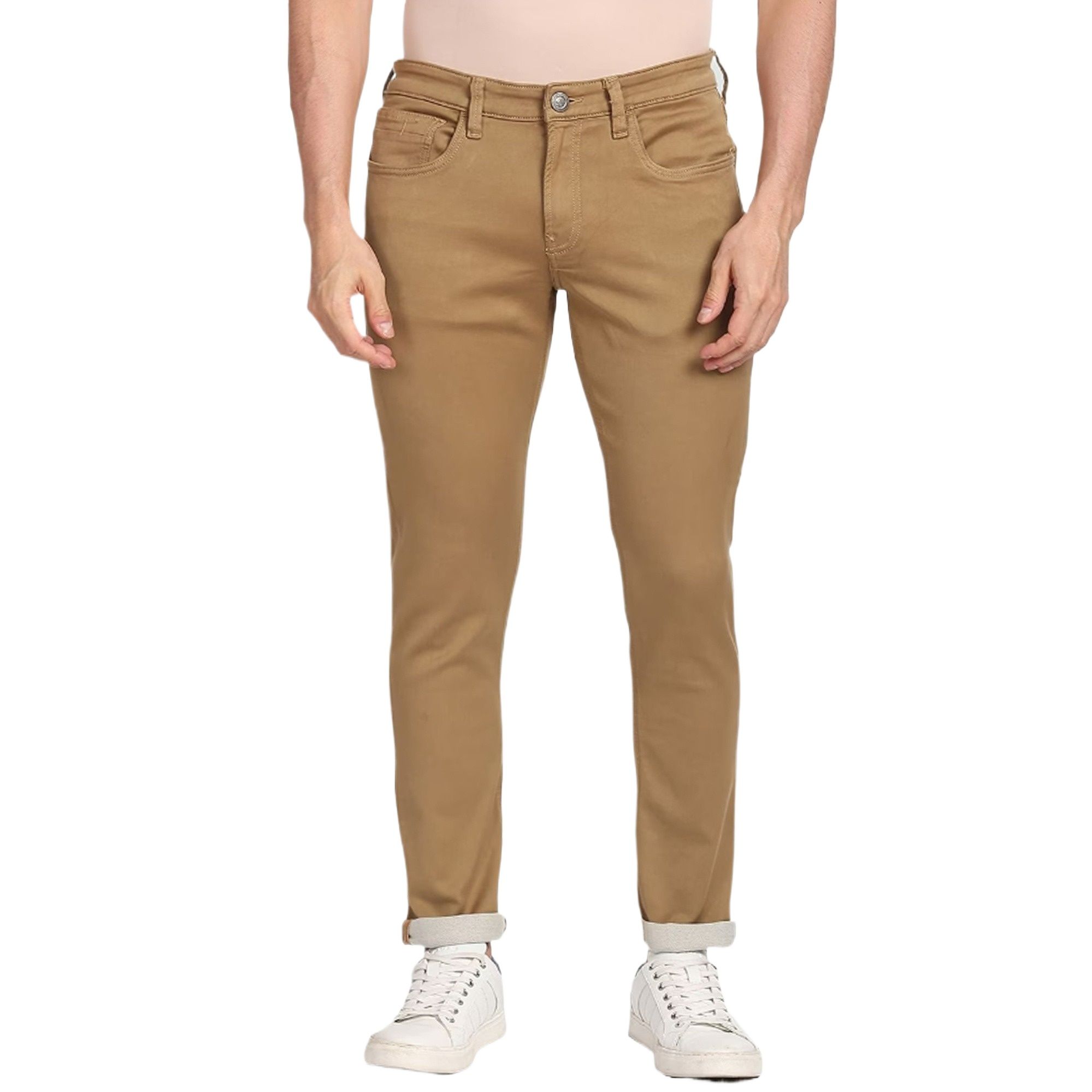 Picture of Narrow denim pants for men khaki | Stretch jeans pants for men new collection 2024 | low price pant for men export quality