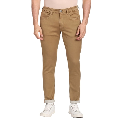 Picture of Narrow denim pants for men khaki | Stretch jeans pants for men new collection 2024 | low price pant for men export quality