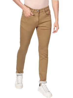 Picture of Narrow denim pants for men khaki | Stretch jeans pants for men new collection 2024 | low price pant for men export quality