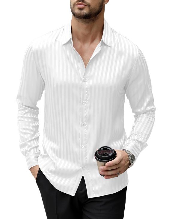 Picture of Low price white shirt for men high quality cotton fabrics | Export quality stripe shirt for men formal and casual stylish