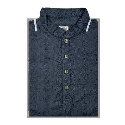 Picture of Black panjabi for men cotton | Premium panjabi for men new collection 2024 | Indian panjabi for men new collection 2024 stylist brand | All over embroidery panjabi for eid collection at low price