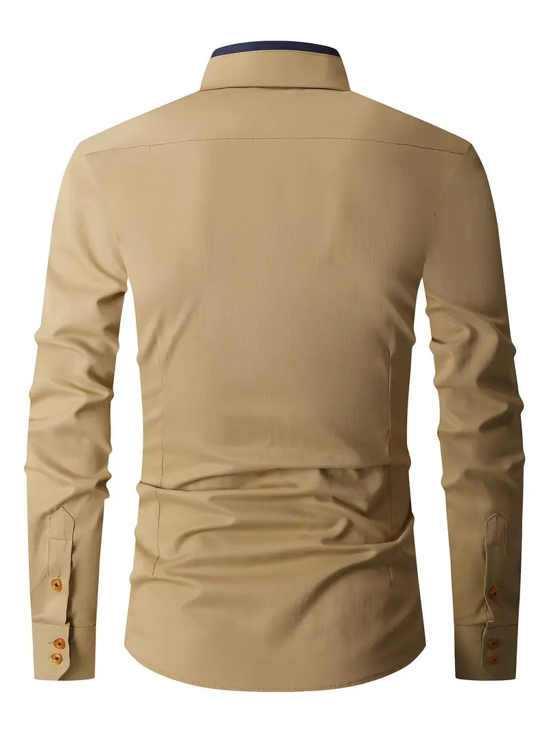 Picture of Low price khaki shirt for men high quality cotton fabrics | Export quality stripe shirt for men formal and casual stylish | premium quality shirt for men new 2024 brand stylish backish khaki colour