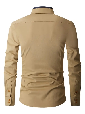 Picture of Low price khaki shirt for men high quality cotton fabrics | Export quality stripe shirt for men formal and casual stylish | premium quality shirt for men new 2024 brand stylish backish khaki colour