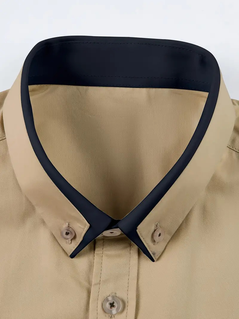 Picture of Low price khaki shirt for men high quality cotton fabrics | Export quality stripe shirt for men formal and casual stylish | premium quality shirt for men new 2024 brand stylish backish khaki colour