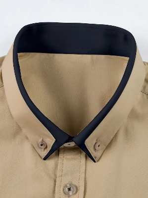Picture of Low price khaki shirt for men high quality cotton fabrics | Export quality stripe shirt for men formal and casual stylish | premium quality shirt for men new 2024 brand stylish backish khaki colour