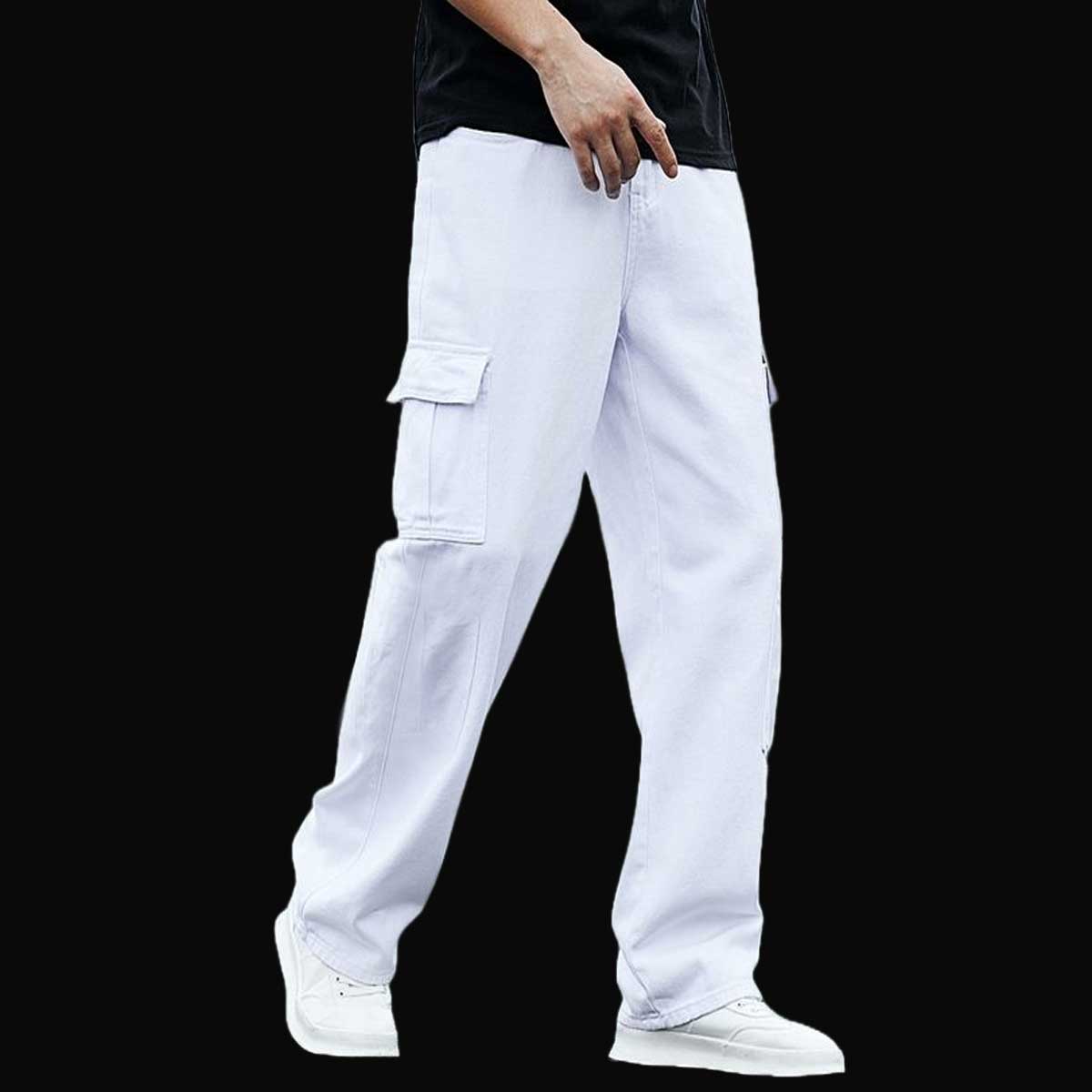 Picture of Export quality cargo pant for men stylish white 2024 | High quality mobile pant for men stylish 2024 new | Six pocket cargo pant for men - Off White Mens cargo pants