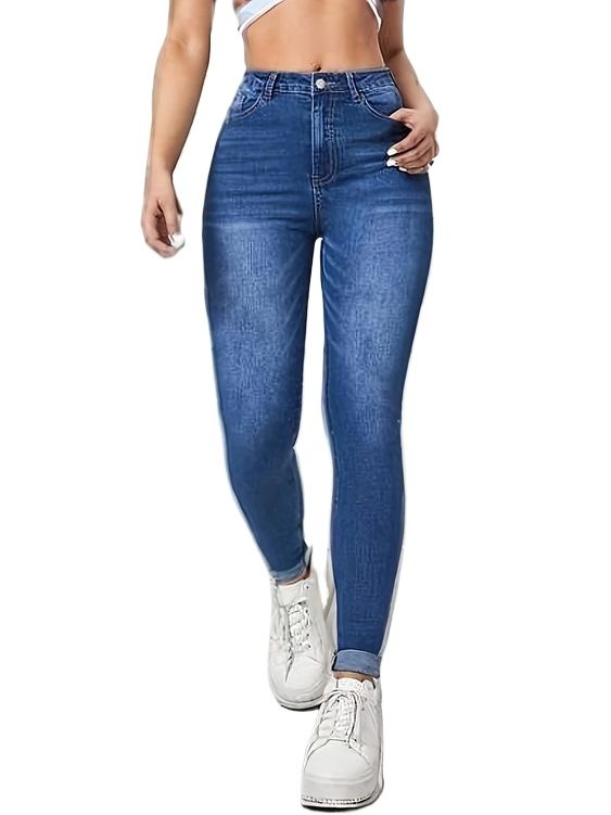 Picture of High quality blue pants for women | Export quality blue jeans pant for women | Narrow shape denim pant for women