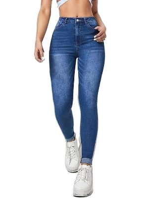 Picture of High quality blue pants for women | Export quality blue jeans pant for women | Narrow shape denim pant for women