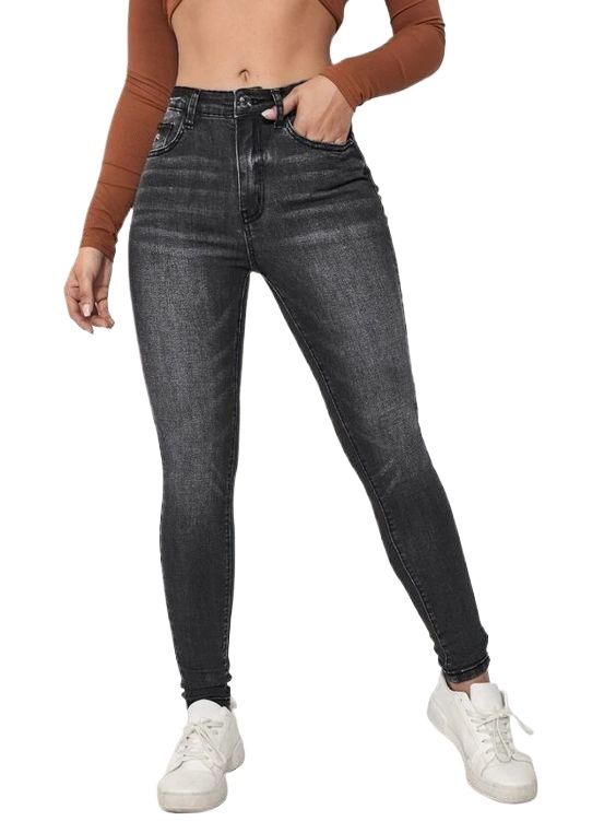 Picture of High quality black pants for women | Export quality fade black jeans pant for women | Narrow shape denim pant for women