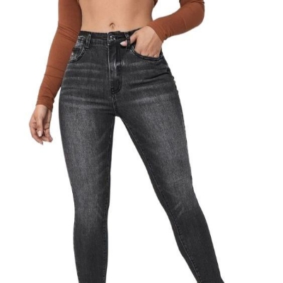 Picture of High quality black pants for women | Export quality fade black jeans pant for women | Narrow shape denim pant for women