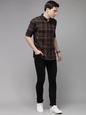 Picture of High quality shirt for men new 2024 brand stylish black | Premium quality cotton shirt for men | Check shirt for men black