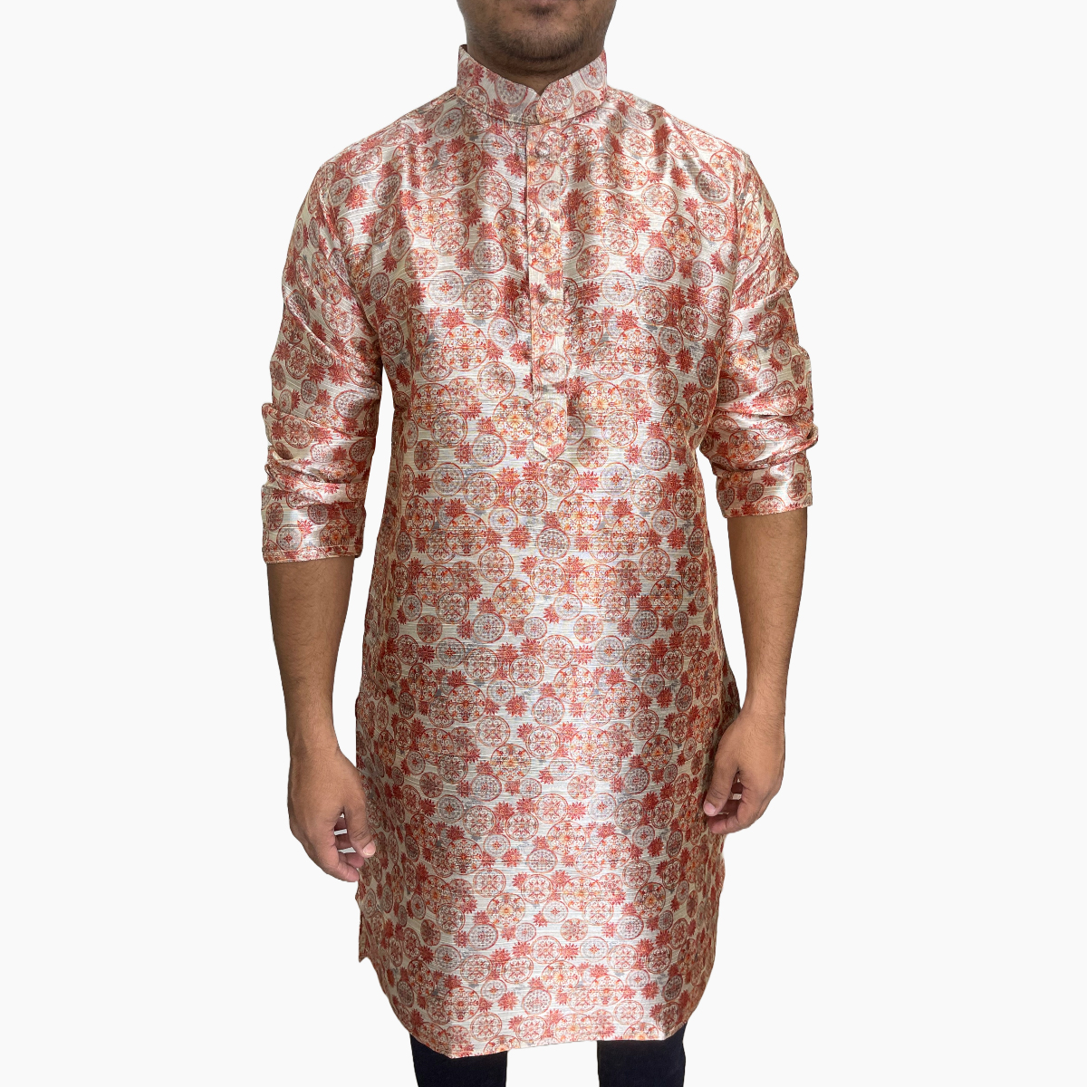 Picture of Indian party panjabi for men red | High quality party dress for men | Mens panjabi for wedding dress | Light weight silk panjabi for men new collection 2024