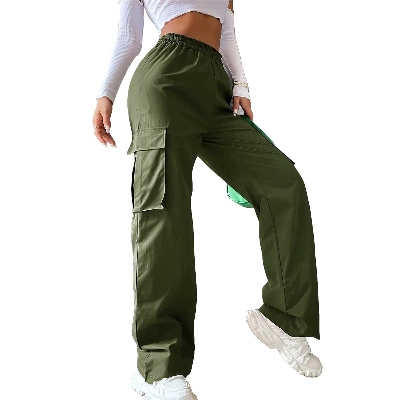 Picture of Olive colour pants for women stylish cargo | Export quality pants for women stylish korean | Jeans pant for women cotton - ladies pant collections