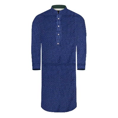 Picture of Printed cotton panjabi for men blue | High quality party panjabi for men | Mens panjabi for wedding dress | Light weight soft cotton panjabi for men new collection 2024 stylish