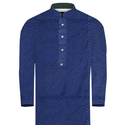 Picture of Printed cotton panjabi for men blue | High quality party panjabi for men | Mens panjabi for wedding dress | Light weight soft cotton panjabi for men new collection 2024 stylish