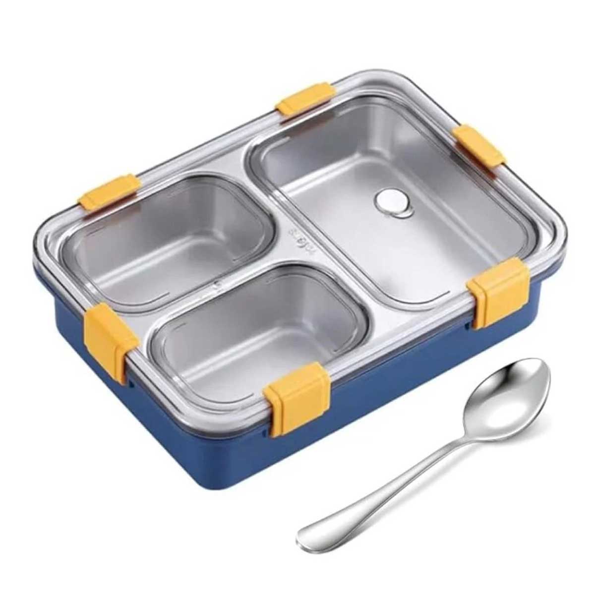 Picture of Steel lunch box for men office 3 layer | Long time Hot food up to 8 hours lunch box for school | China lunch box with spoon
