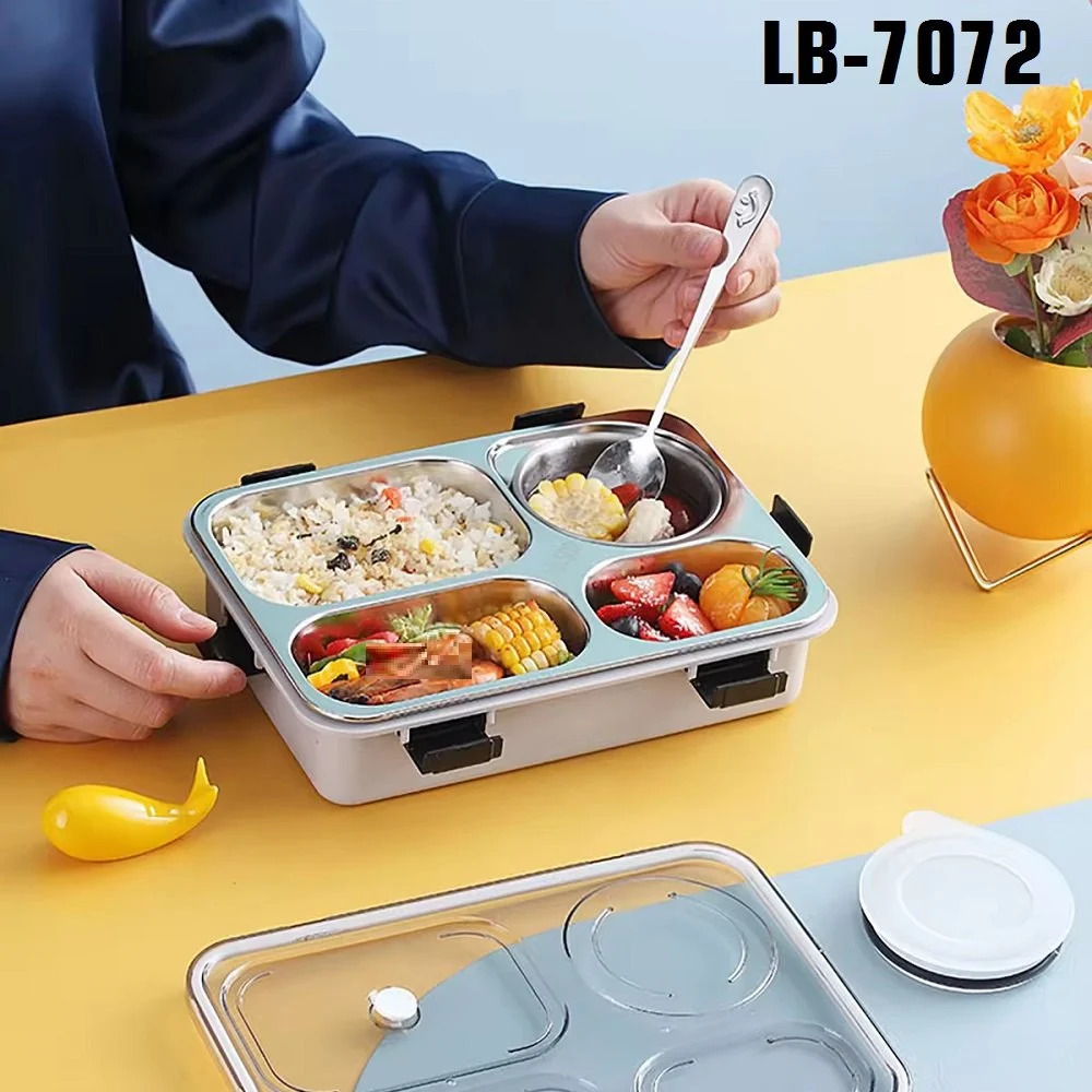 Picture of Steel lunch box for men office 3 layer | Long time Hot food up to 8 hours lunch box for school | China lunch box with spoon