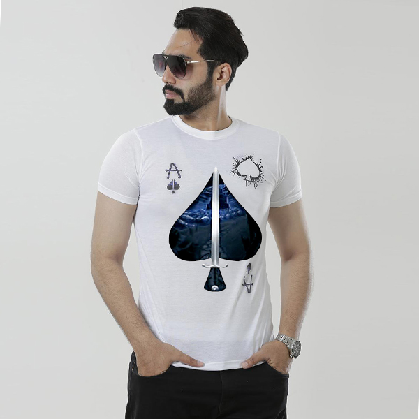 Picture of Printed white tshirt for men new 2025 brand stylish | 100% cotton t shirt for men high quality white | Export quality t shirt for men white