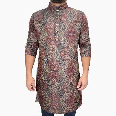 Picture of Stylish panjabi for men new collection 2024 brand | Purple, maroon, olive and black high quality panjabi collection | Premium soft cotton panjabi at low price - panjabi  - Printed panjabi for gift item