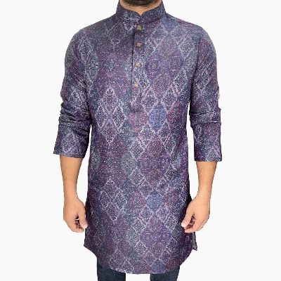 Picture of Stylish panjabi for men new collection 2024 brand | Purple, maroon, olive and black high quality panjabi collection | Premium soft cotton panjabi at low price - panjabi  - Printed panjabi for gift item