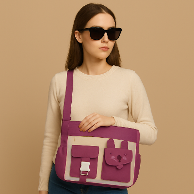 Picture of Canvas shoulder bag with dual front pocket ladies bag, girls bag, hand bag and college bag | Women bag collection 2025