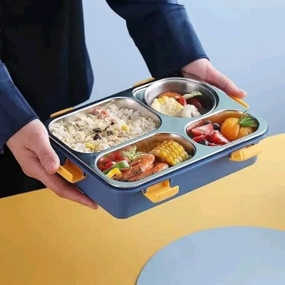 Picture of Steel lunch box for men office 3 layers and 4 layers | Long time Hot food up to 8 hours lunch box for school | Original china lunch box with spoon