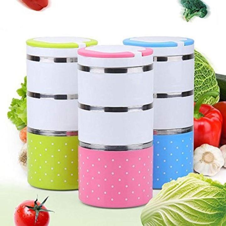 Picture of Steel lunch box for men office 3 layers and 4 layers | Long time Hot food up to 8 hours lunch box for school | Original china lunch box with spoon