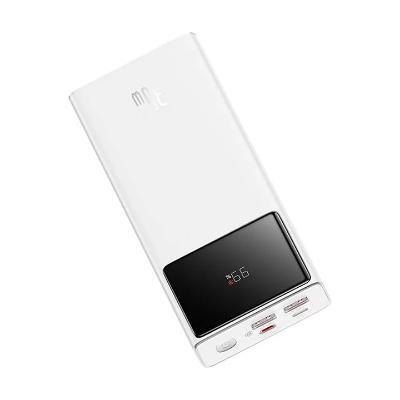 Picture of OS-Baseus Star-Lord Digital Display Fast Charging Power Bank 20000mAh 30W Moon White（With Simple Series Charging Cable USB to Type-C 3A 0.3m White）