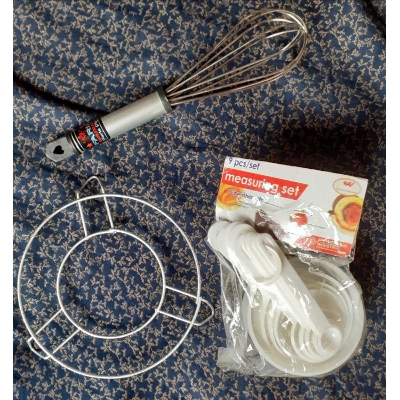 Picture of Measurement Cup with Egg Mixer or Beater and Cooking Stand - 3 items(Combo of Baking Tools)