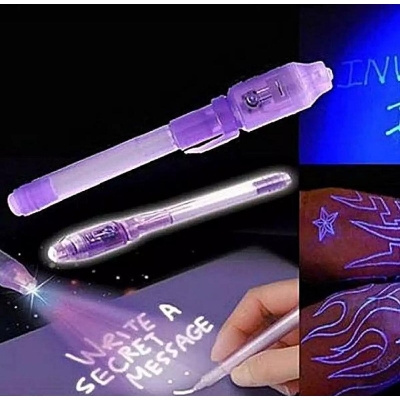 Picture of Invisible Ink Pen for Write Secret Message with Torch and Money Check (1 piece)