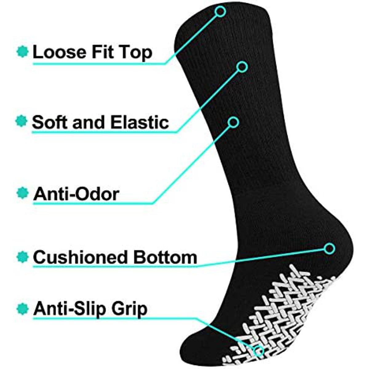 Picture of 2 Pair Anti Slip Grip Non Skid Crew Cotton  Socks