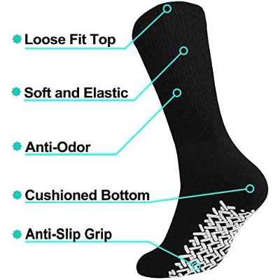 Picture of 2 Pair Anti Slip Grip Non Skid Crew Cotton  Socks