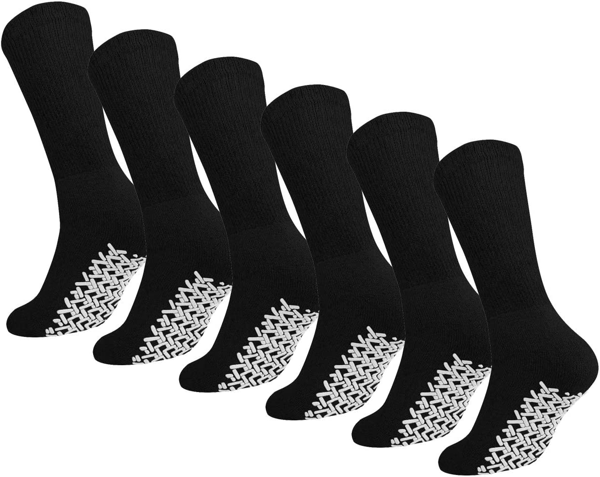 Picture of 6 Pair Anti Slip Grip Non Skid Crew Cotton Socks (6 Pair)