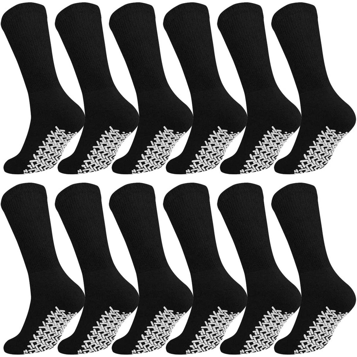 Picture of 12 Pair or 1 Dozen Anti Slip Grip Non Skid Crew Cotton Socks ( 12 Pair)