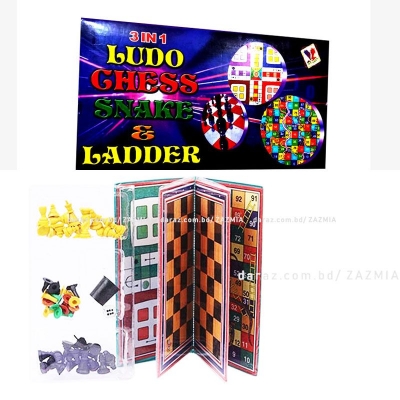Picture of 3 in 1 Mini Chess, Ludu and Snake /Ladder Game Board