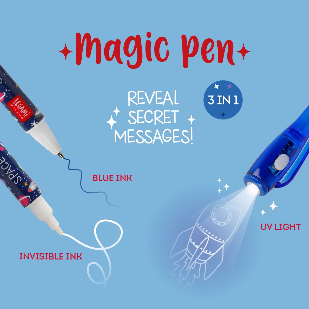 Picture of invisible ink Magic pen with uv torch light for secret message - 1 Piece