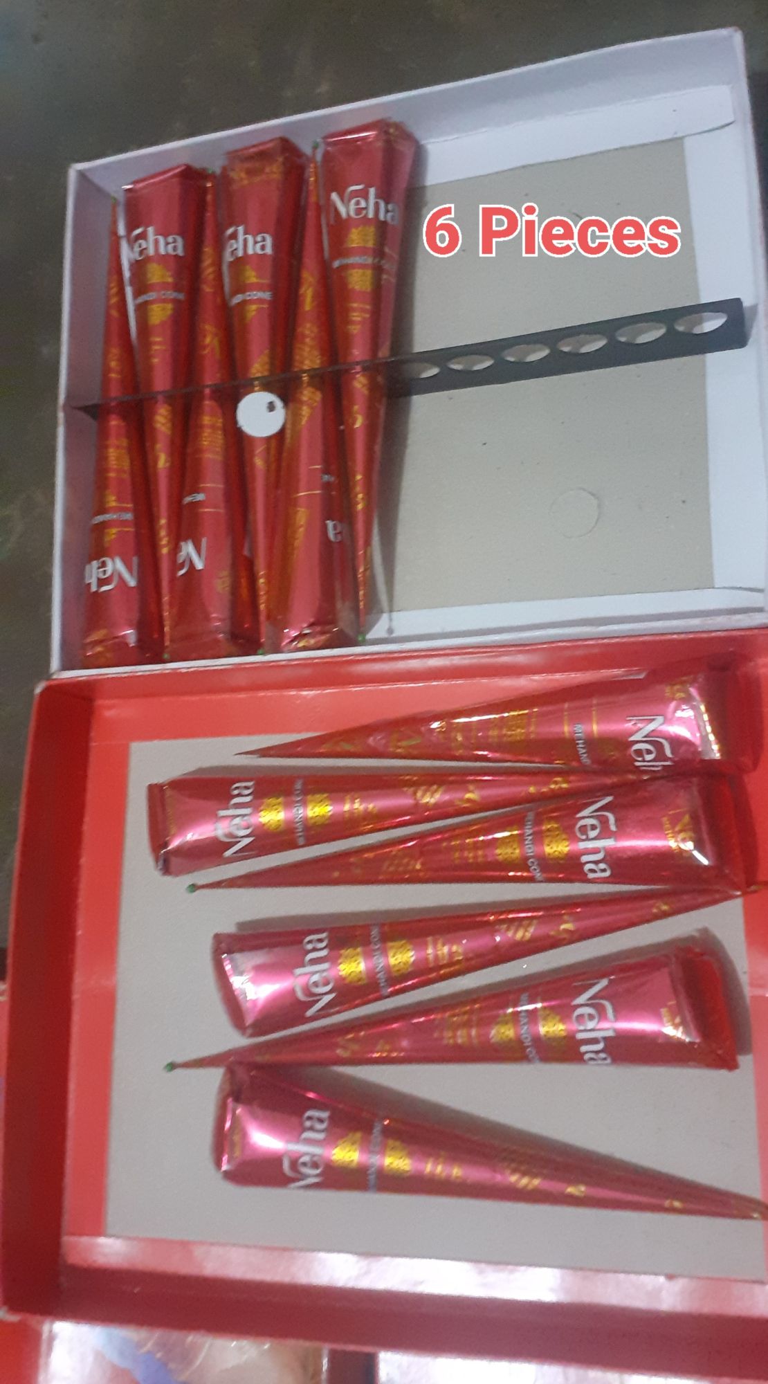 Picture of 6 Pieces Red Neha Cone Mehedi