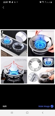 Picture of 2 Pieces combo- Energy Saving Gas Stove Cover Windproof Disk Windshield Bracket