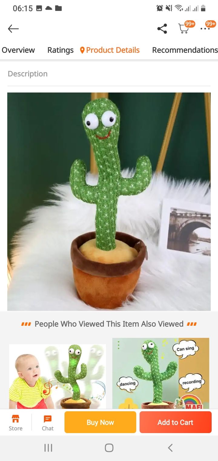 Picture of Dancing Cactus Talking Cactus Stuffed Plush Toy Electronic Toy with song plush for kids