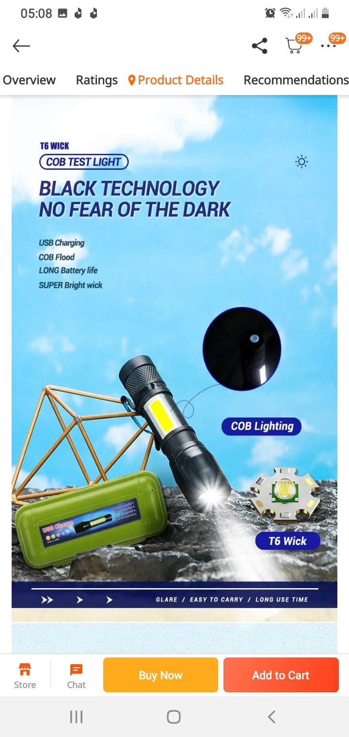 Picture of 3 in 1 Mini Portable Rechargable Waterproof USB Flash Torch Light - 1 Piece