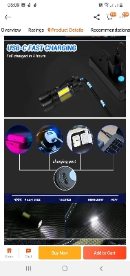 Picture of High Quality 3 in 1 Mini Portable Rechargable Waterproof USB Flash Torch Light - 1 Piece