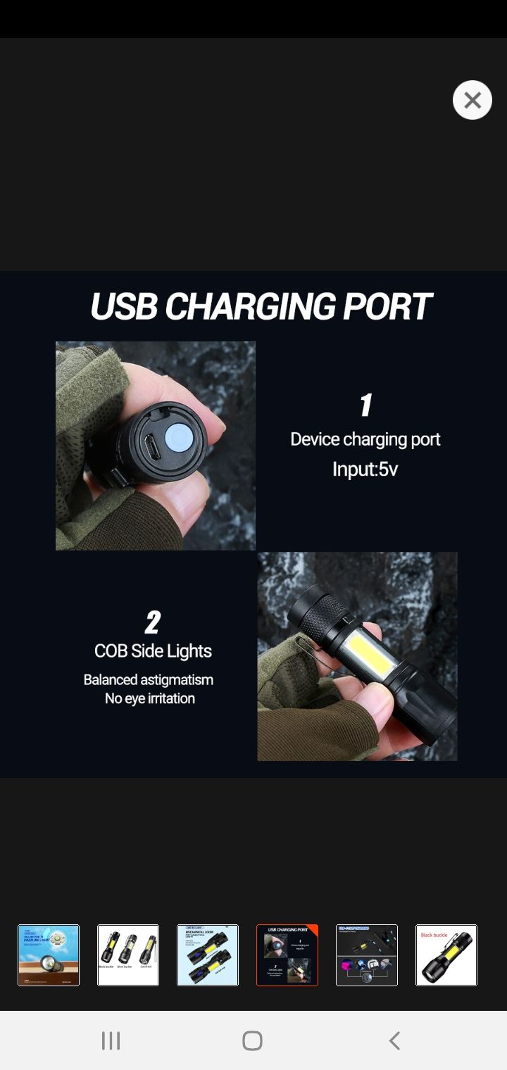 Picture of High Quality 3 in 1 Mini Portable Rechargable Waterproof USB Flash Torch Light - 1 Piece