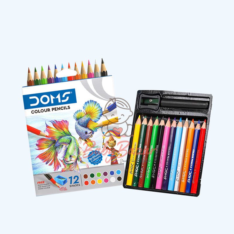 Picture of Doms 12 pieces Colored pencils with 1 sharpner and 1 extender