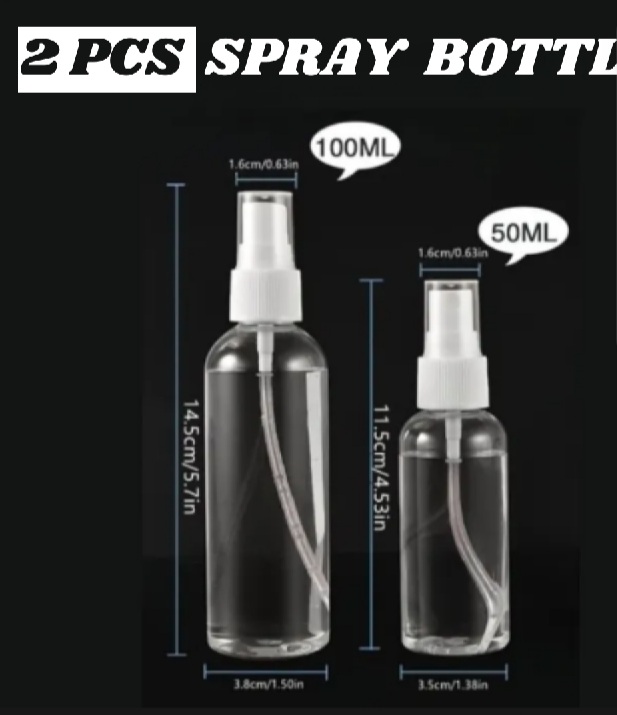 Picture of 2 pieces 100 ml and 50 ml Plastic spray bottles (2 pieces)