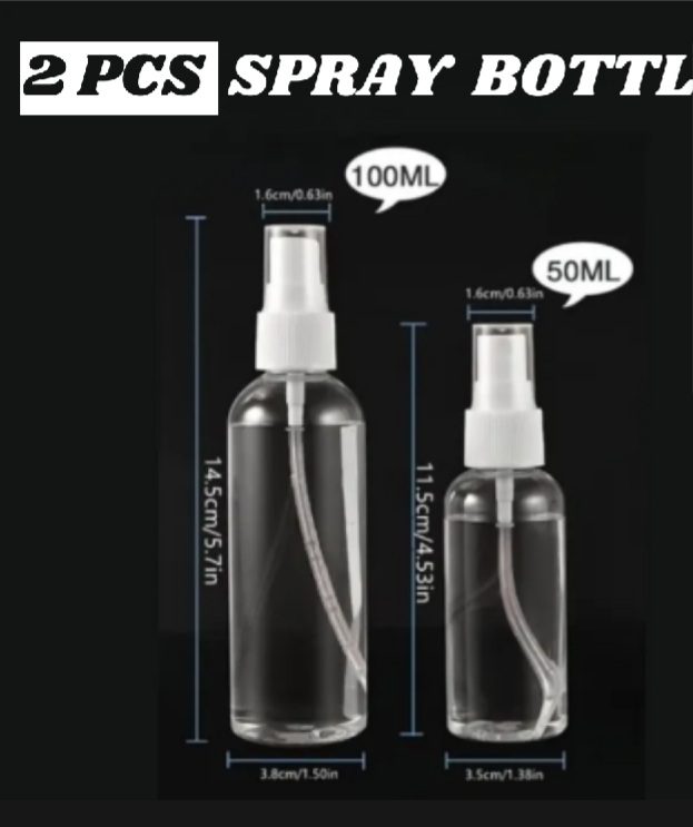 Picture of 2 pieces 100 ml and 50 ml Plastic spray bottles (2 pieces)