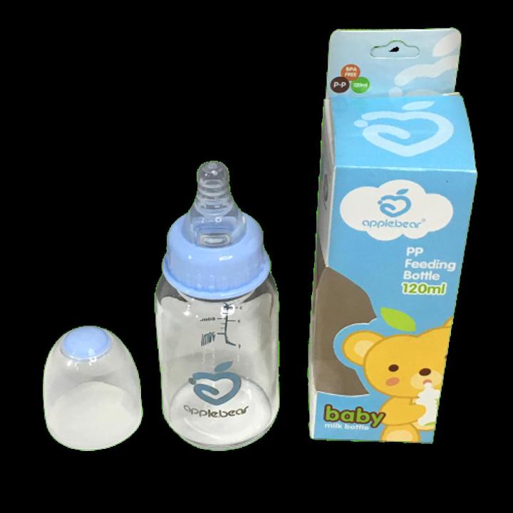 Picture of 60mL Baby Standard Caliber Hygienic Plastic Feeder Bottle (apple.bear) - Pink/Blue 1ps