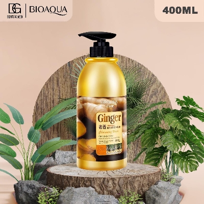 Picture of bioaqua herbal ginger hair shampoo - 400ml no silicone oil anti dandruff anti-itching cleansing oil control hair scalp treatment shampoo
